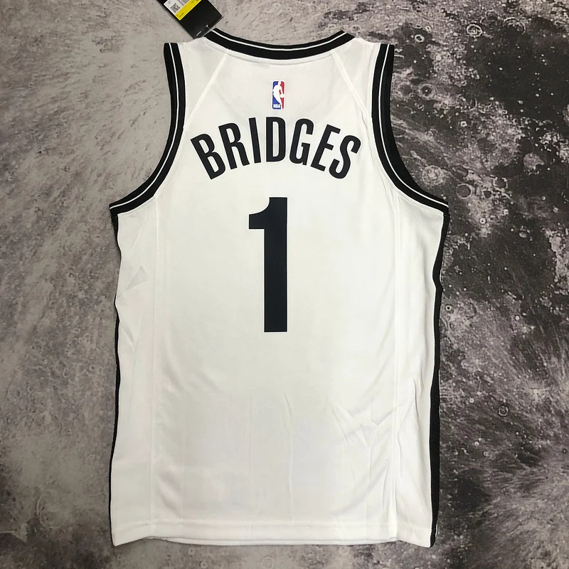 Brooklyn Nets Basketball jersey V-neck  White #1 BRIDGES