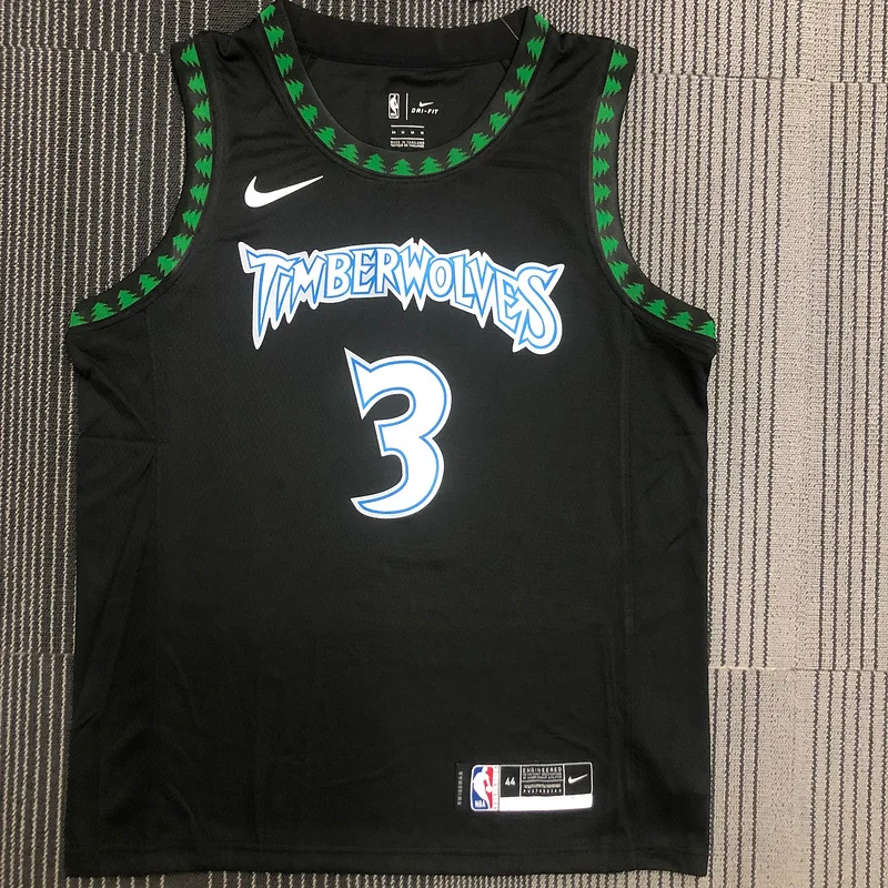 2018 Retro Minnesota Timberwolves Basketball Jersey Black #3 MARBURY