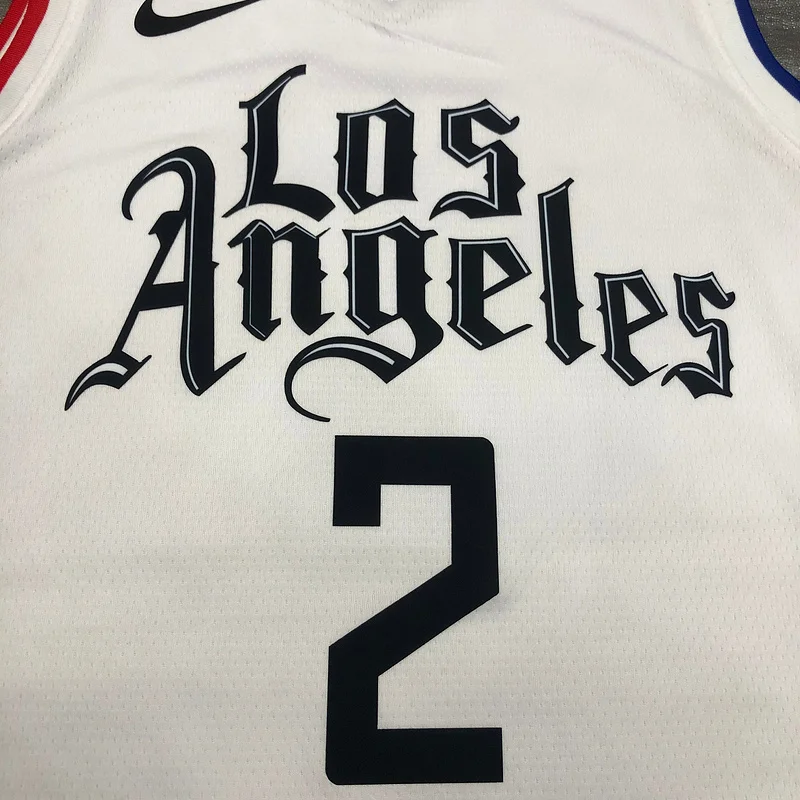 2020 Season NBA Los Angeles Clippers Basketball jersey  Latin  city version   White  #2  LEONARD