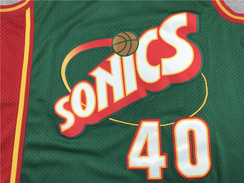 NBA Seattle SuperSonics Basketball jersey 40 Green red