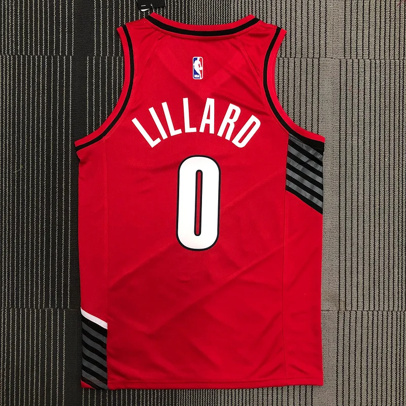 Portland Trail Blazers Basketball Jersey Red Jordan Style #0 LILIARD