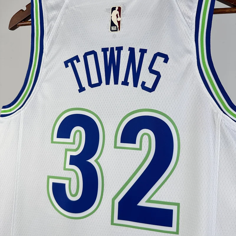 Minnesota Timberwolves Basketball retro jersey white #32 TOWNS