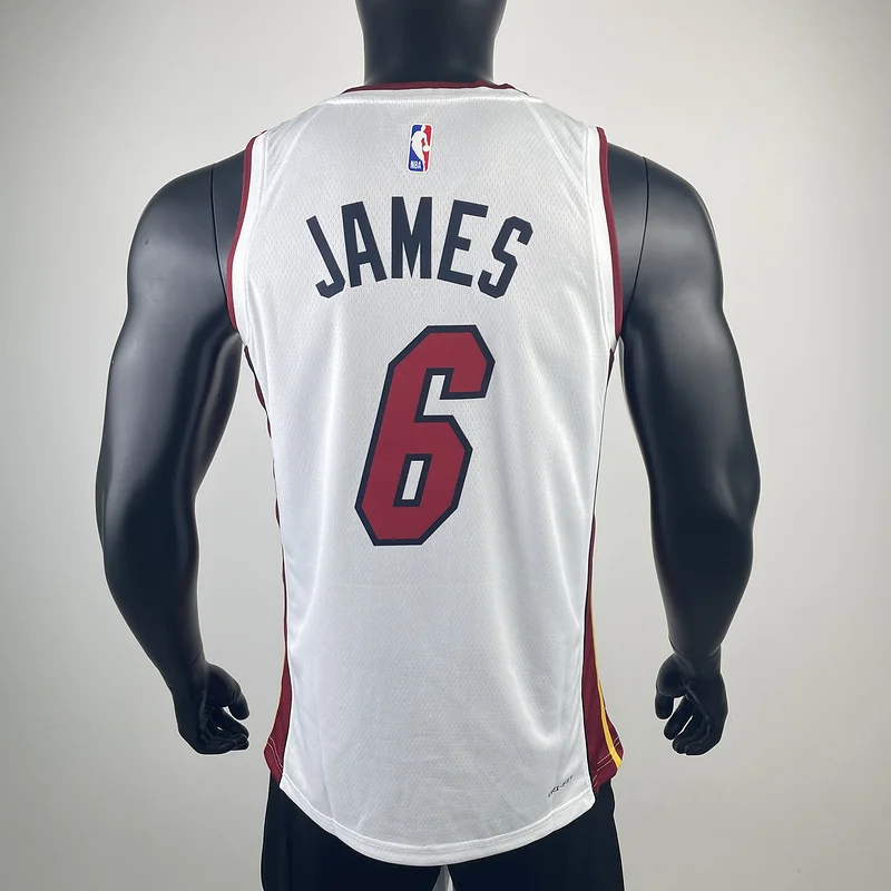 NBA Miami Heat basketball jersey V-neck White #6 JAMES