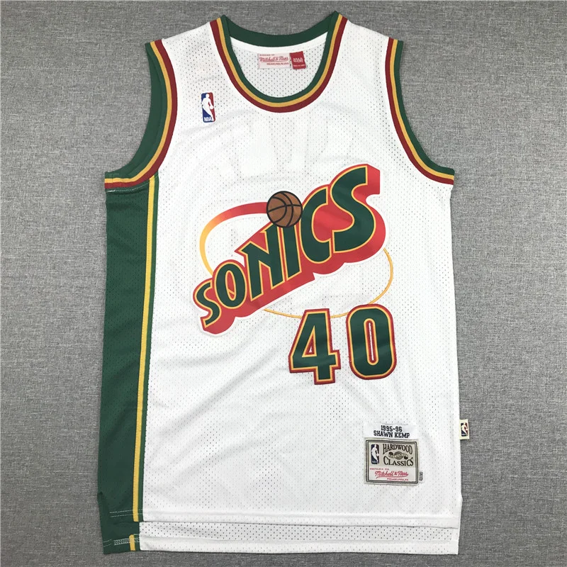 NBA Seattle SuperSonics Basketball jersey 40 Retro White