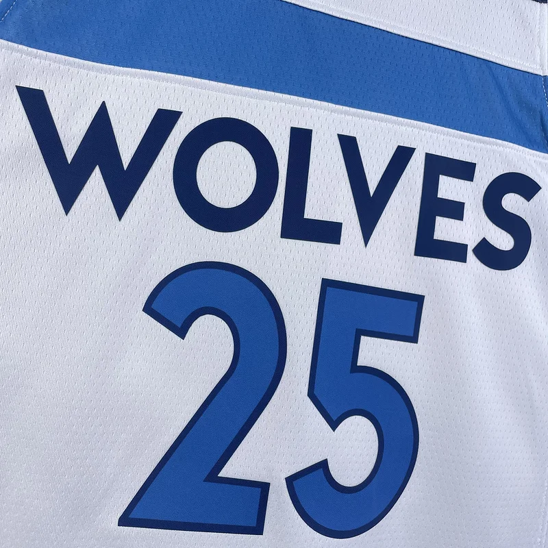 2023 Minnesota Timberwolves Basketball Jersey Home White #25 ROSE