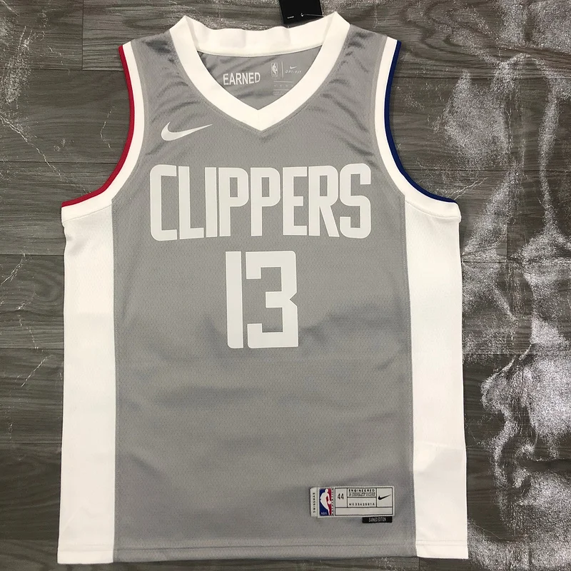 2021 Season  NBA Los Angeles Clippers Basketball jersey   bonus edition   Gray  #13   GEORGE