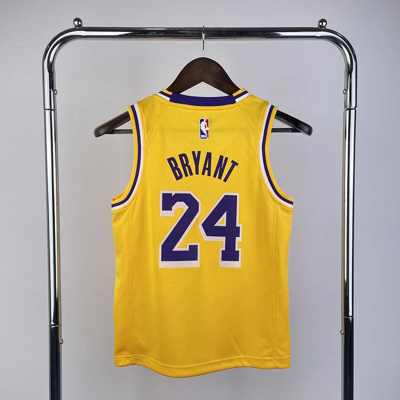 Youth kids Basketball Jersey Los Angeles Lakers Yellow #24 BRYANT