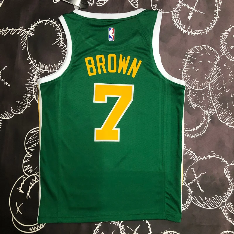 NBA Boston Celtics Basketball Jersey Green Gold #7 BROWN