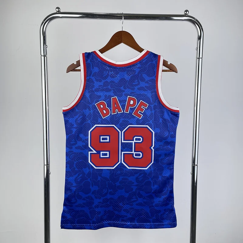 BAPE×M&N Co-branded Brooklyn Nets Basketball jersey Blue #93