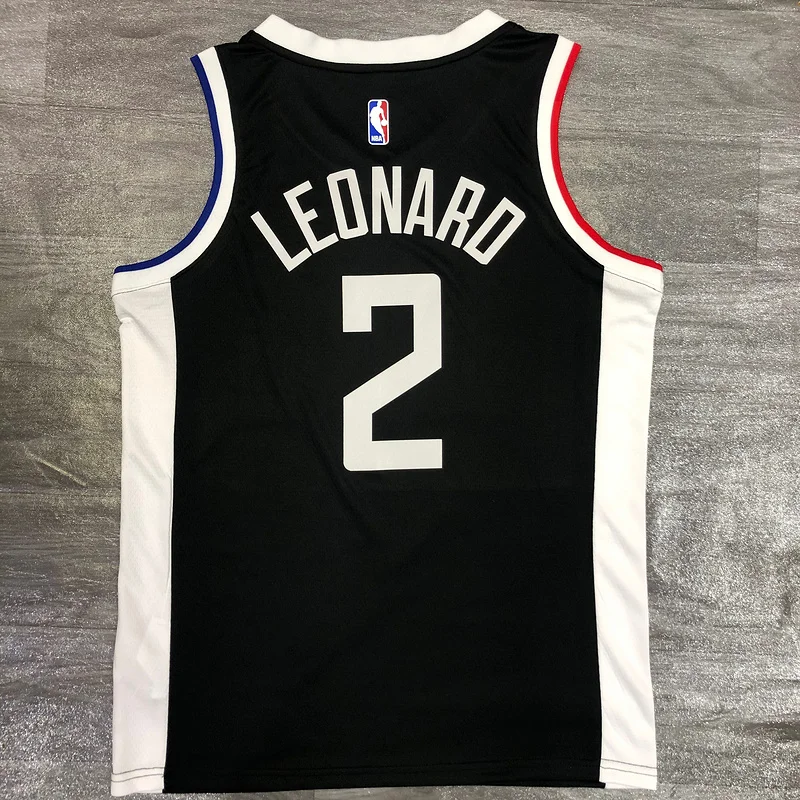 2021 Season NBA Los Angeles Clippers Basketball jersey  city version   Latin   Black  #2  LEONARD