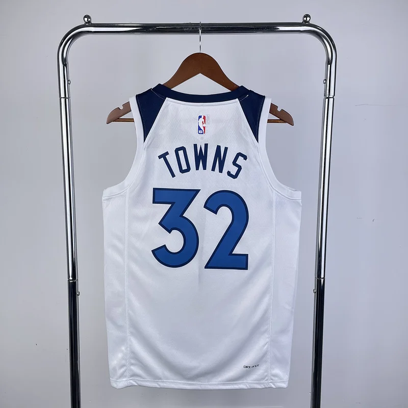 2023 Minnesota Timberwolves Basketball Jersey Home White #32 TOWNS