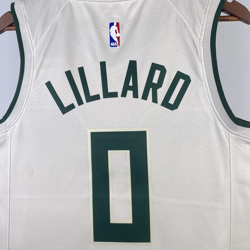 2019 Season NBA Milwaukee Bucks Basketball jersey beige #0 LILLARD