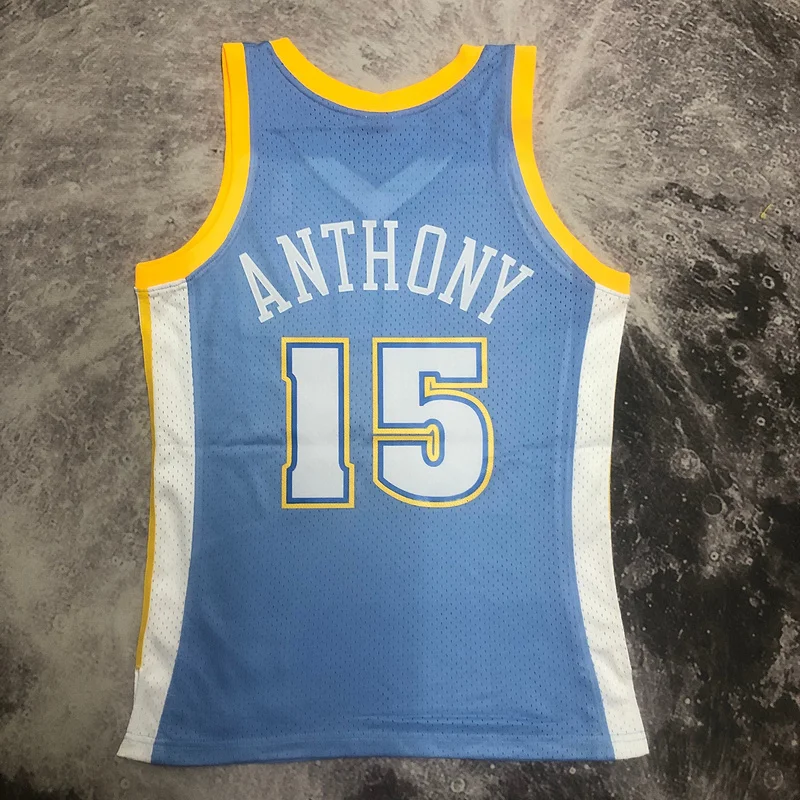 2003 2004 Season Mitchell Ness Hot Print Retro SW NBA Denver Nuggets Basketball jersey Blue #15 ANTHDNY