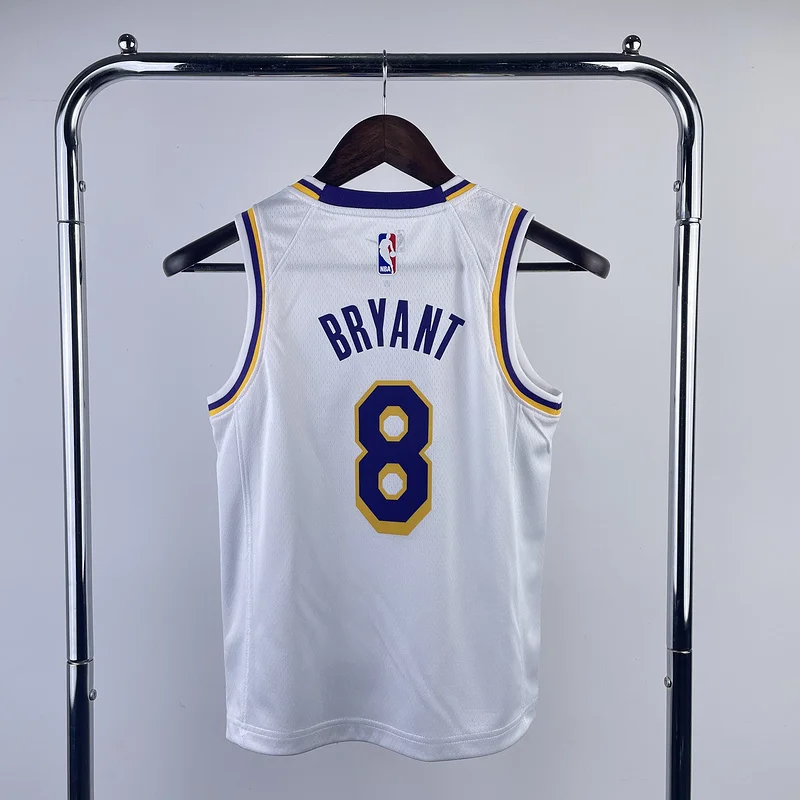 Youth kids Basketball Jersey Los Angeles Lakers White #8 BRYANT