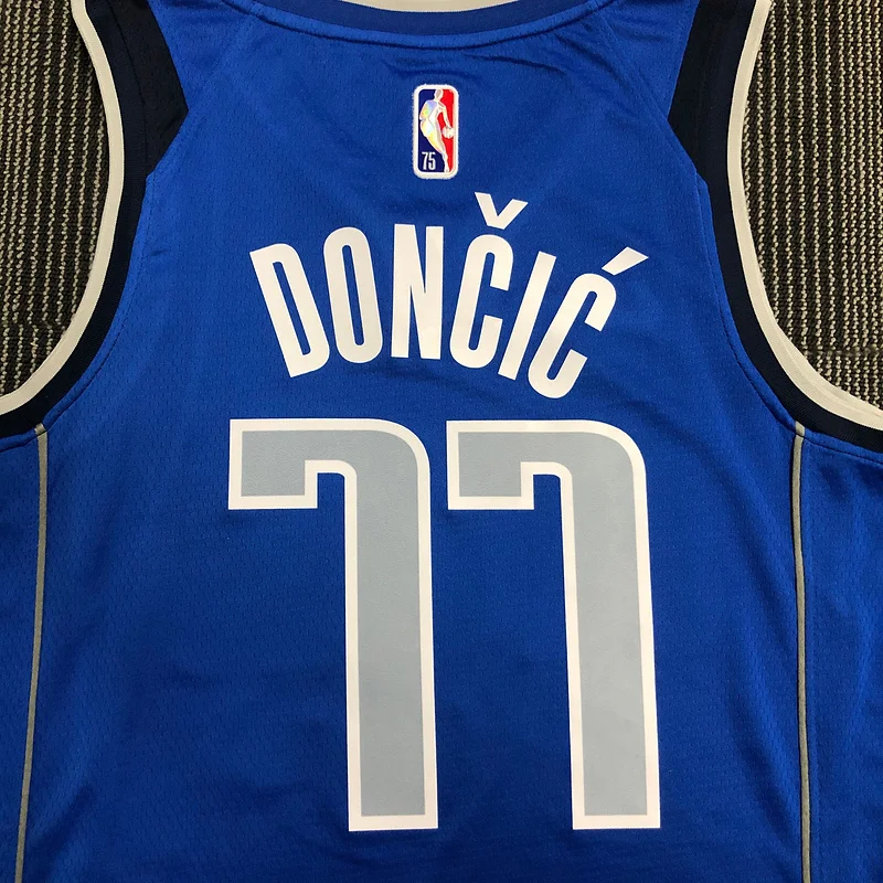 75th anniversary NBA Dallas Mavericks basketball jersey Blue #77 DONCIC