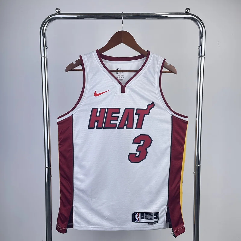 NBA Miami Heat basketball jersey V-neck White #3 WADE