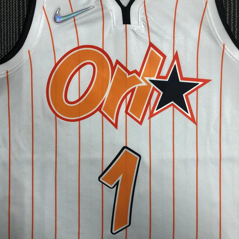 75th anniversary Orlando Magic Basketball Jersey White Orange #1 McGrady