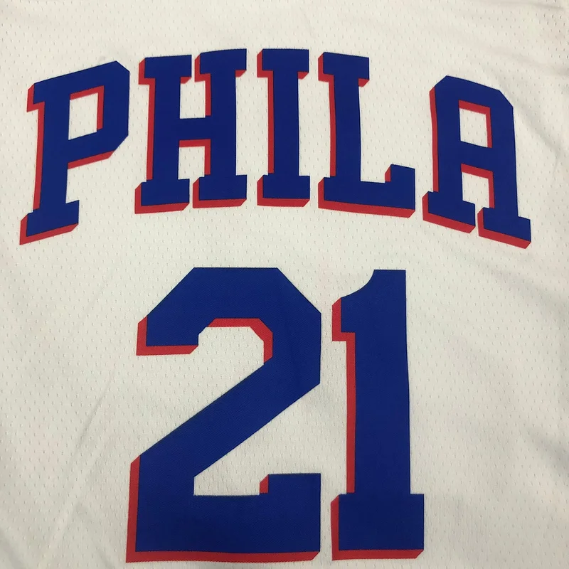 NBA Philadelphia 76ers Basketball Jersey V-neck White #21 EMBIID