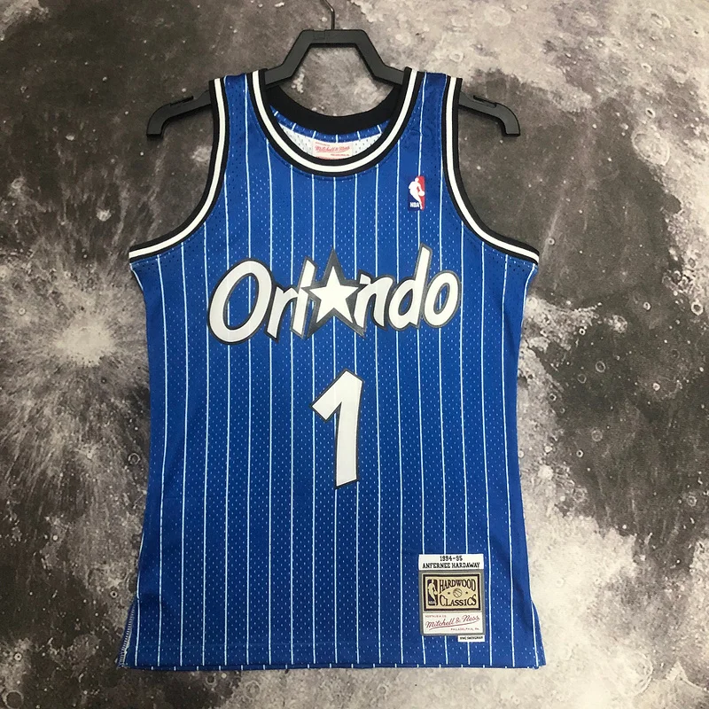 1995 Mitchell Ness Hot Print Retro Orlando Magic Basketball Jersey Blue #1 HARDAWAY