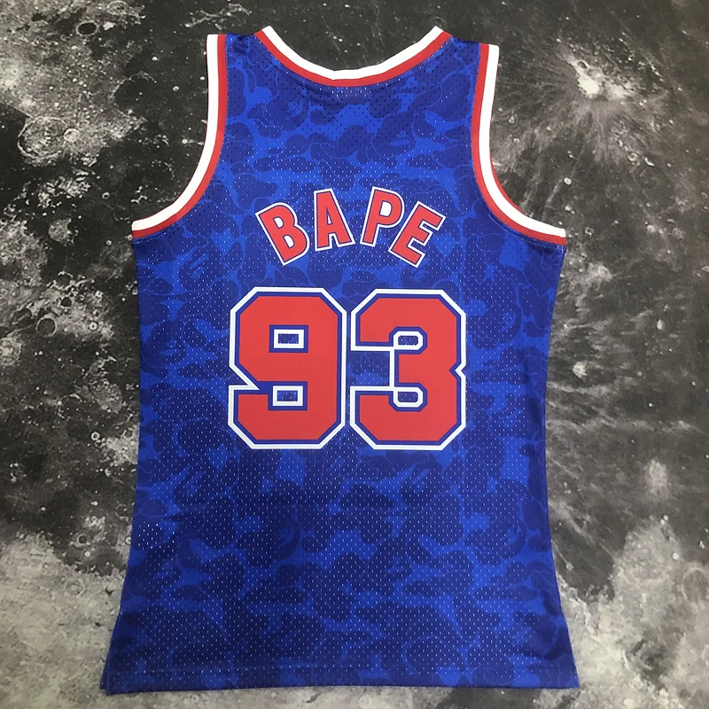 BAPE×M&N Co-branded Brooklyn Nets Basketball jersey Blue #93