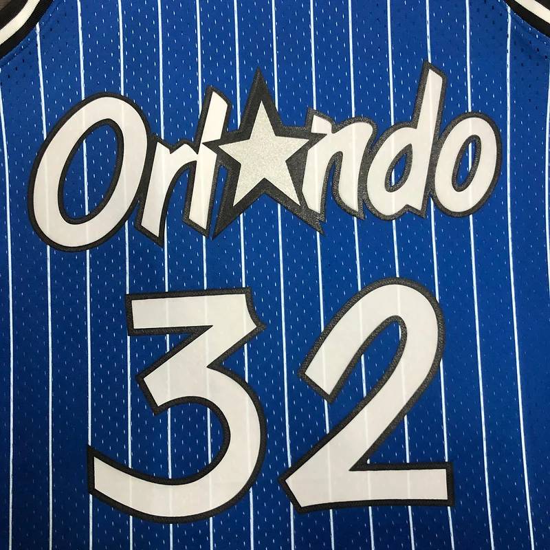 1994 1995 Mitchell Ness Hot Print Retro Orlando Magic Basketball Jersey Blue #32 ONEAL