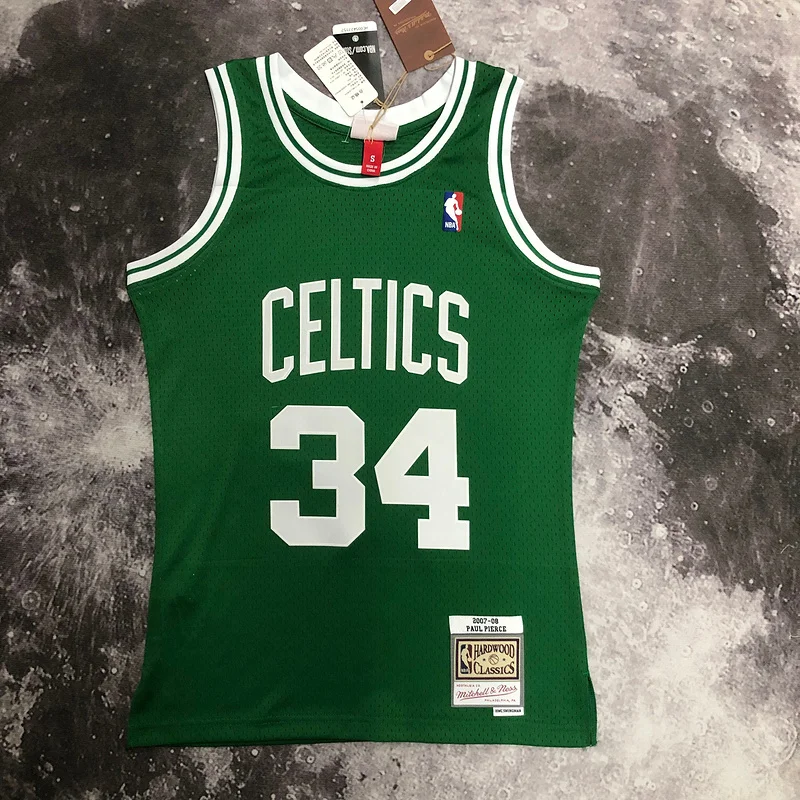 2007 2008 Season MN Hot Print Retro NBA Boston Celtics Basketball Jersey Green #34 PIERCE