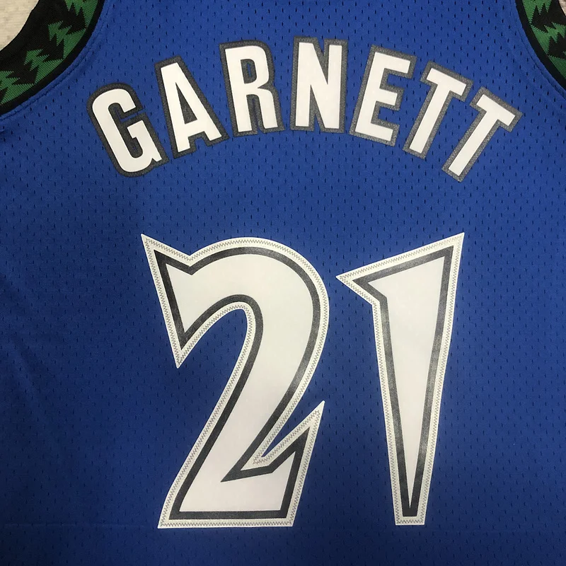 2003 2004 Mitchell Ness Hot Print Retro Minnesota Timberwolves Basketball Jersey Blue #21 GARNETT