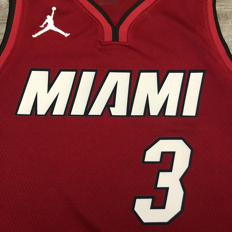 2021 Season NBA Miami Heat basketball jersey Jordan V-neck maroon red #3 WADE