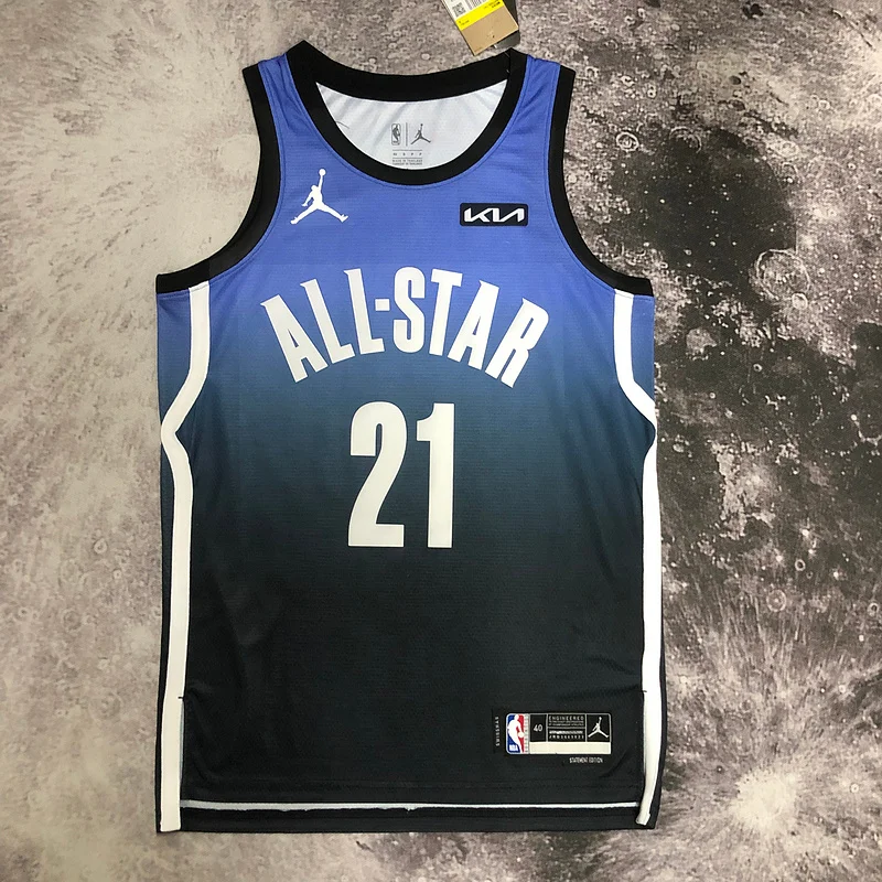 2023 Season NBA Philadelphia 76ers Basketball Jersey All-Star Blue #21 EMBIID