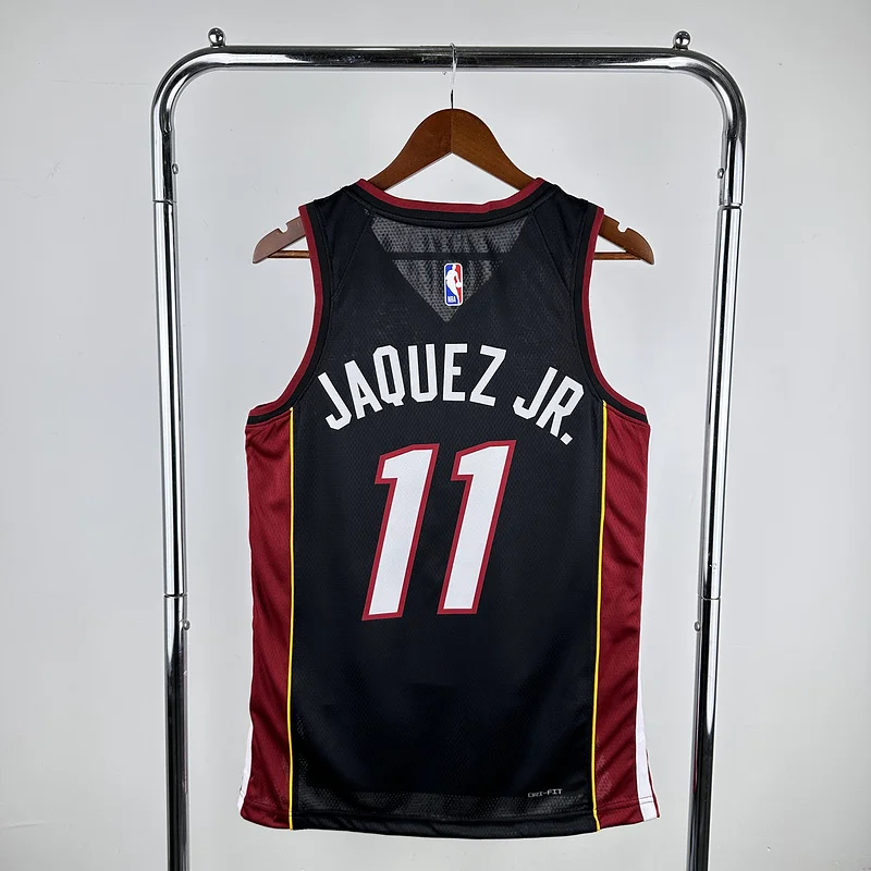 NBA Miami Heat basketball jersey V-neck Away Black #11 JAQUEZ JR