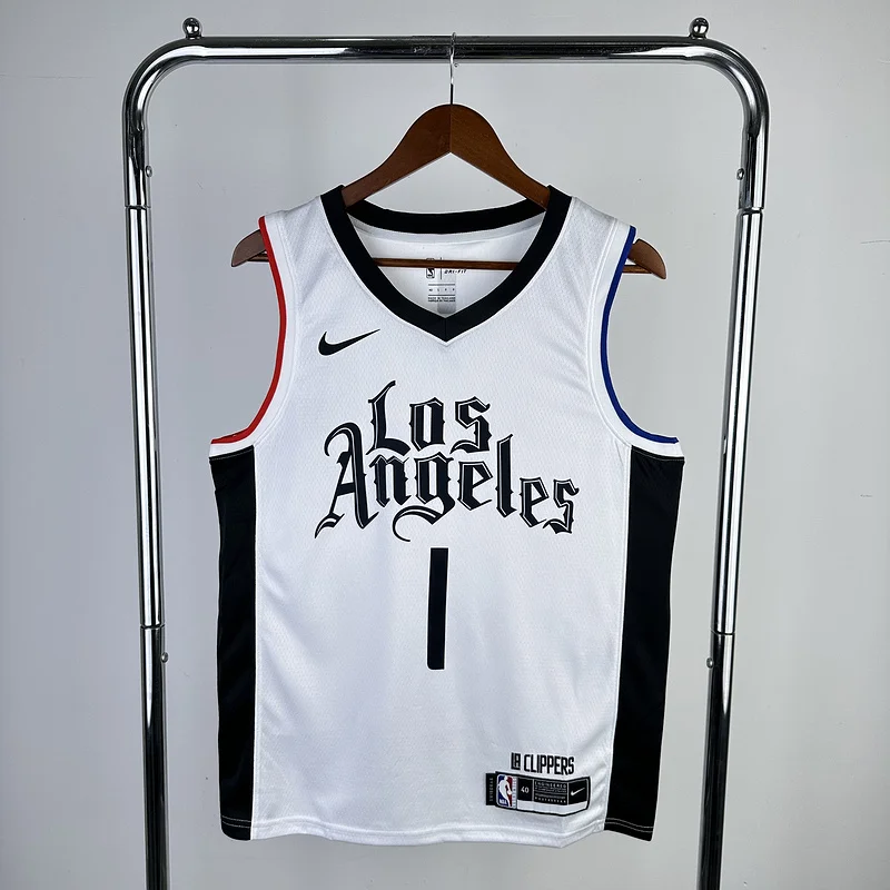 2021 Season  NBA Los Angeles Clippers Basketball jersey   Latin   White  #1    HARDEN