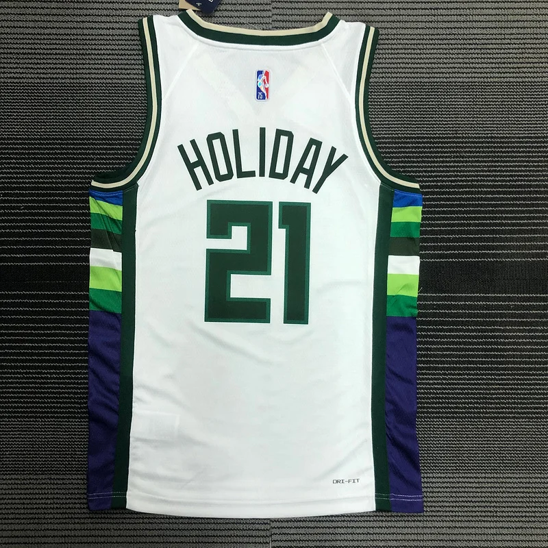 2022 Season NBA Milwaukee Bucks Basketball jersey city version #21 HOLIDAY