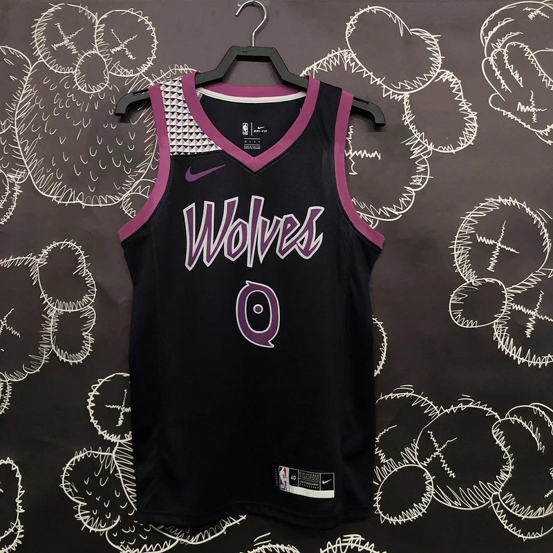 Minnesota Timberwolves Basketball Jersey Black Purple #0 RUSSELL