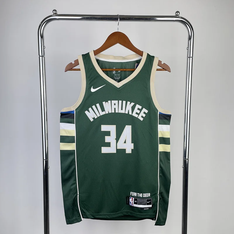 2023 Season NBA Milwaukee Bucks Basketball jersey Green #34 Antetokounmpo