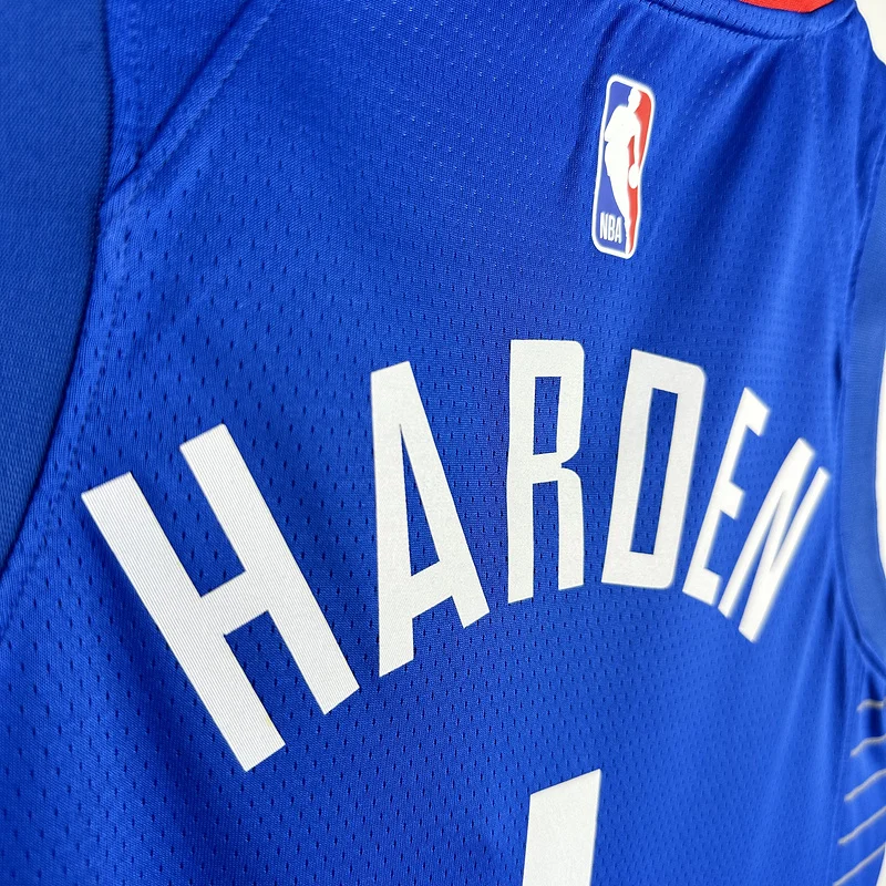 2023 Season   NBA Los Angeles Clippers Basketball jersey   Aawy   Blue  #1    HARDEN