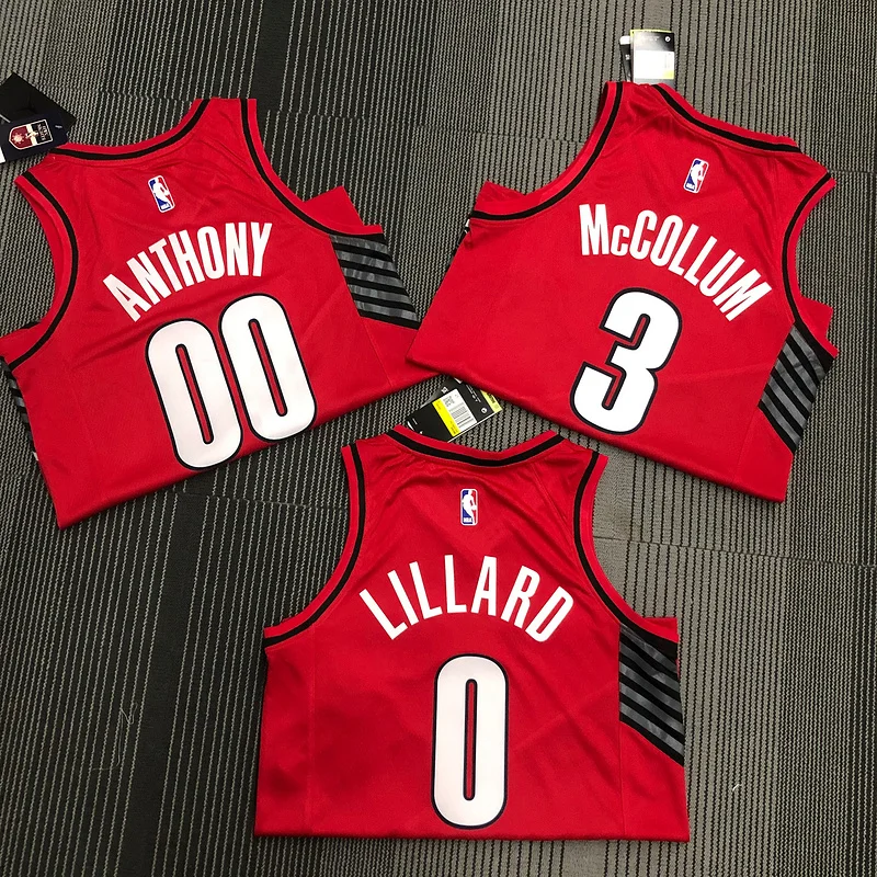 Portland Trail Blazers Basketball Jersey Red Jordan Style #0 LILIARD