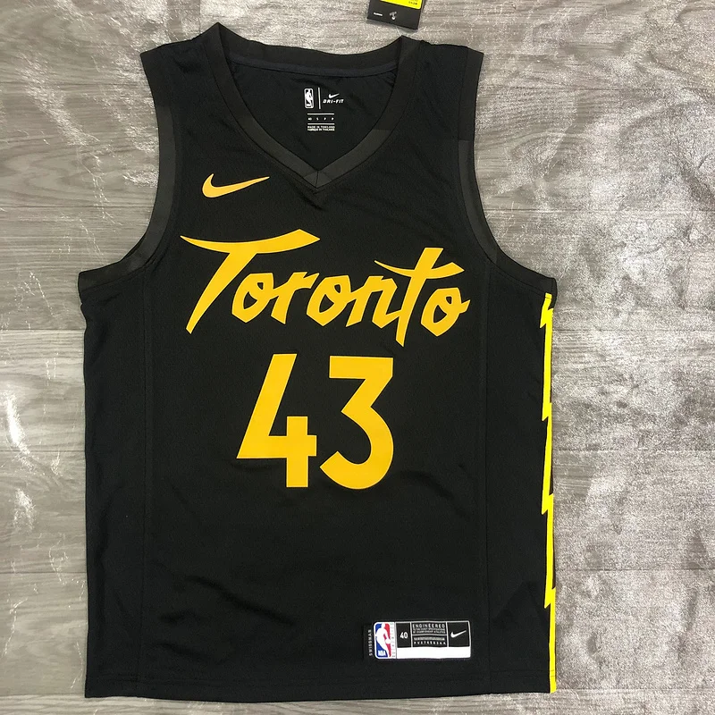 2021 NBA Toronto Raptors Basketball Jersey Black Gold #43 SIAKAM