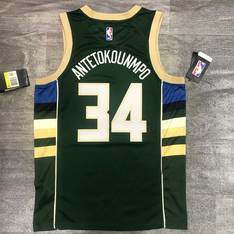 NBA Milwaukee Bucks Basketball jersey V-neck Green #34 Antetokounmpo