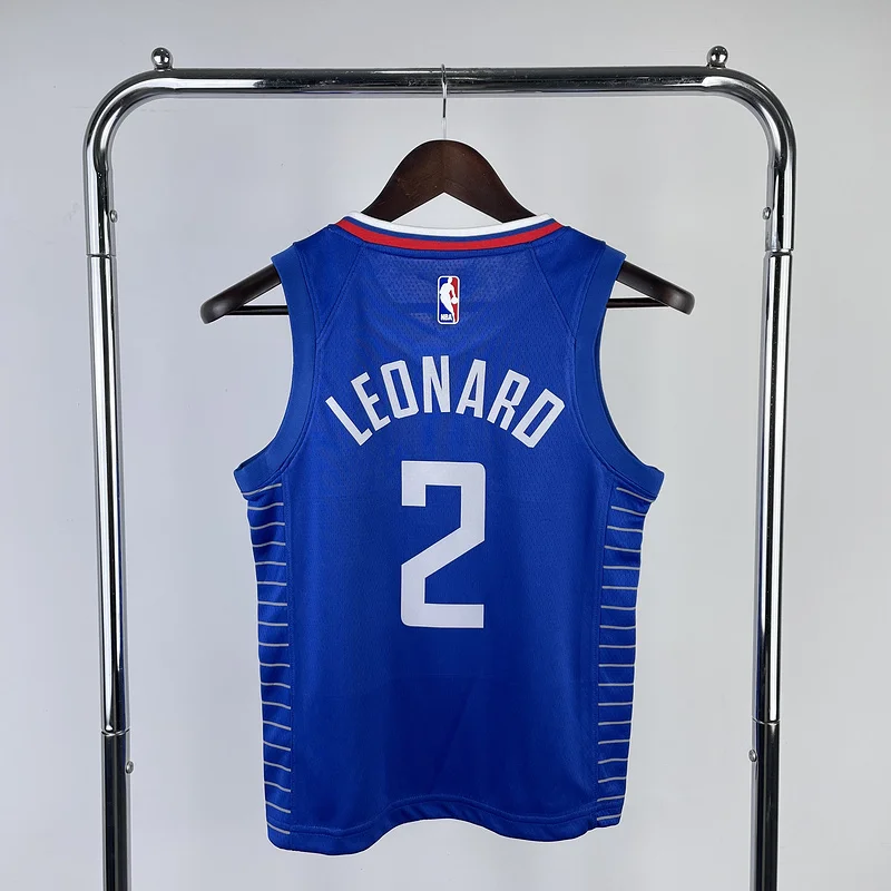 Youth kids Basketball Jersey Los Angeles Clippers Blue #2 LEONARD