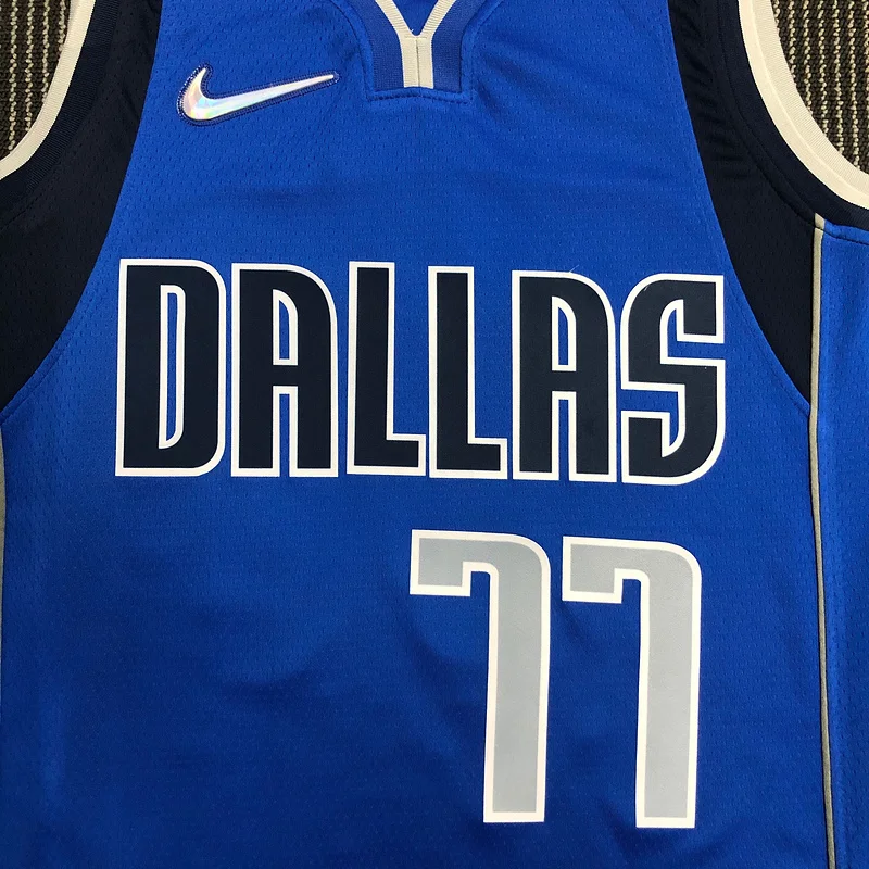 75th anniversary NBA Dallas Mavericks basketball jersey Blue #77 DONCIC