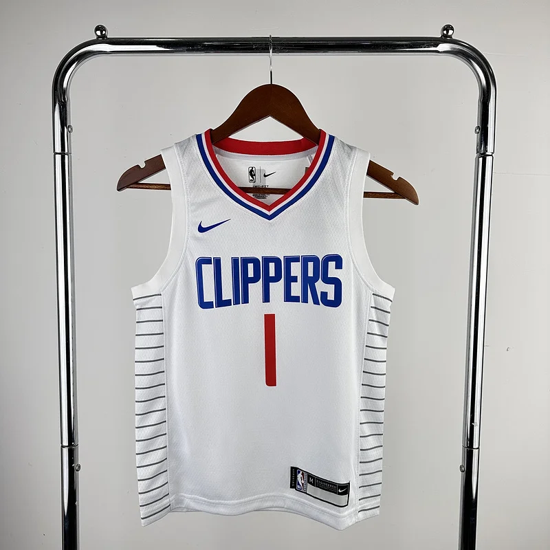 Youth kids Basketball Jersey Los Angeles Clippers White #1 HARDEN