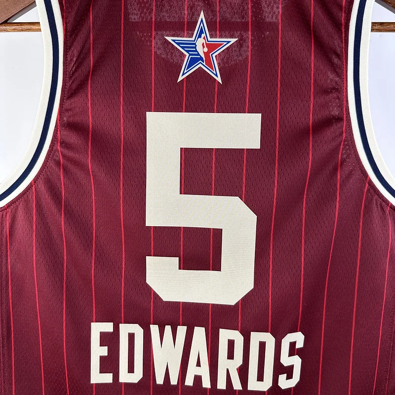 2024 All-Star Minnesota Timberwolves Basketball Jersey Red #5 EDWARDS