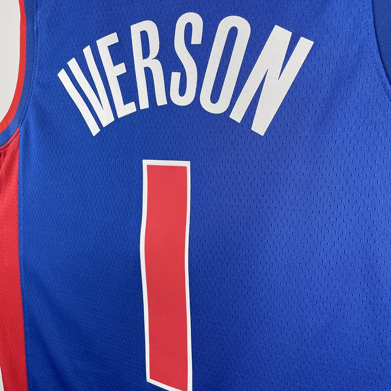 2023 Detroit Pistons Basketball Jersey Aawy Blue #1 IVERSON