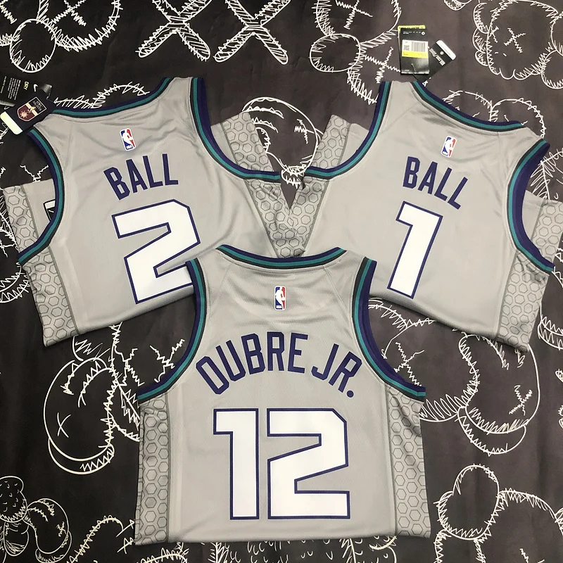 2019   Charlotte Hornets Basketball Jersey    Gray  #1  BALL