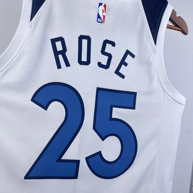 2023 Minnesota Timberwolves Basketball Jersey Home White #25 ROSE