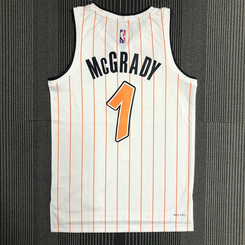 75th anniversary Orlando Magic Basketball Jersey White Orange #1 McGrady