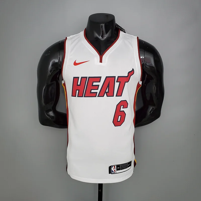 NBA Miami Heat basketball jersey V-neck White #6 JAMES