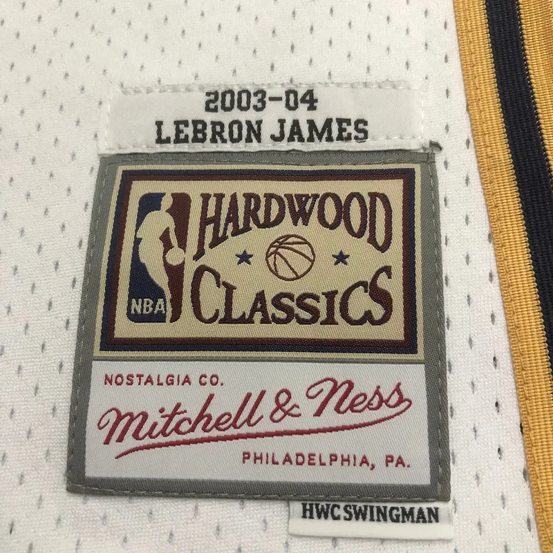 03/04 Mitchell Ness Hot Print Retro Cleveland Cavaliers Basketball Jersey White #23 JAMES