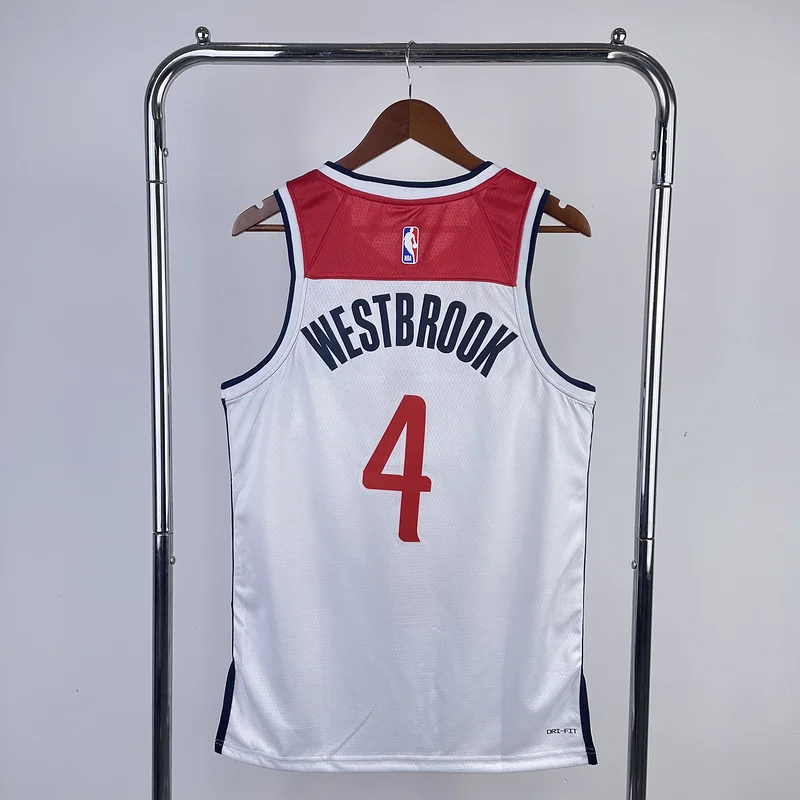 2023  Washington Wizards Basketball Jersey   Home  White  #4    WESTBROOK