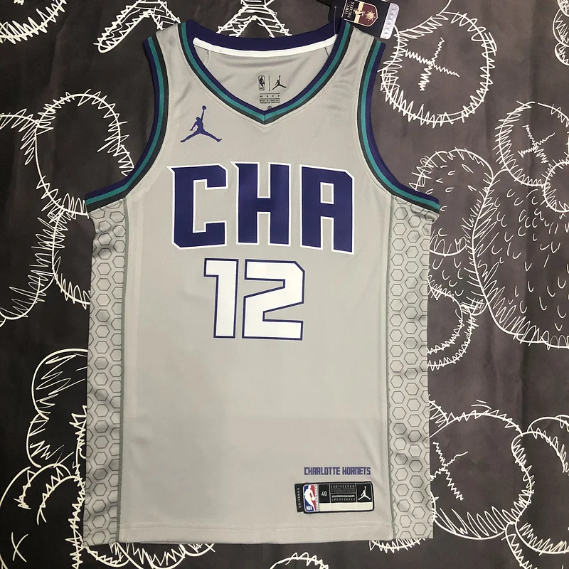 2019   Charlotte Hornets Basketball Jersey    Gray  #12  OUBRE JR